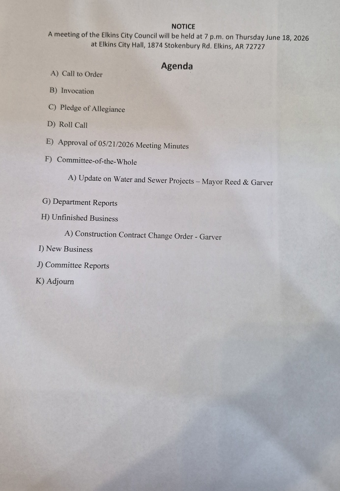 City Council Agenda June 2026