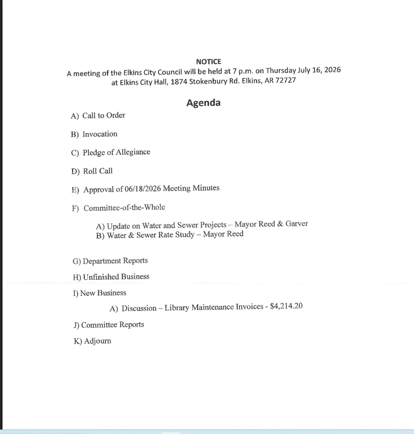City Council Agenda July 2026