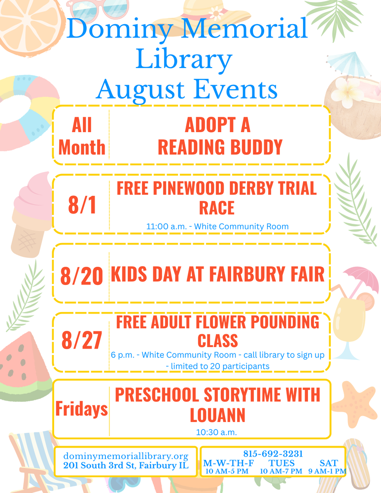 Dominy Memorial Library August Events List