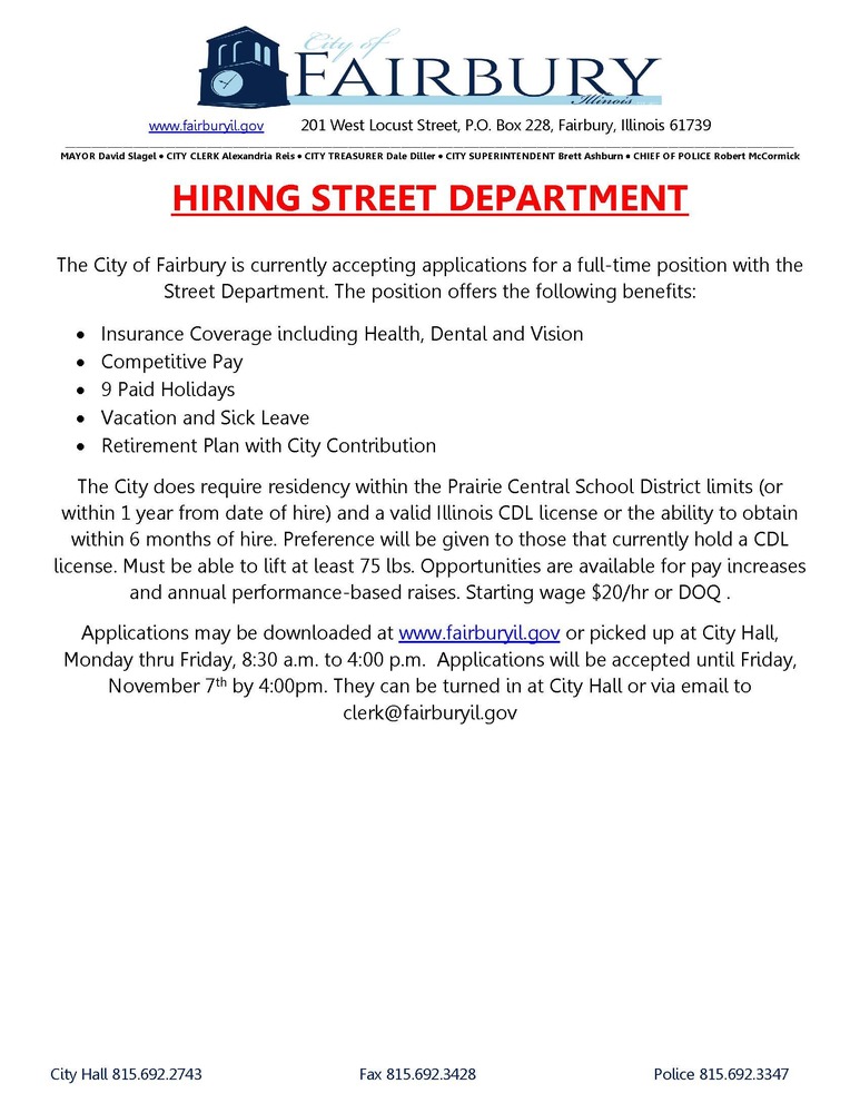 Street Dept Job Ad