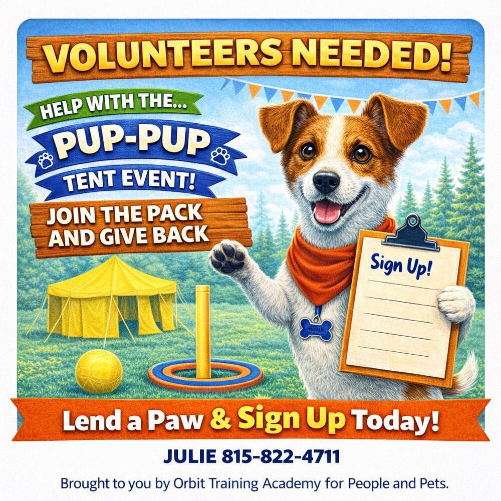pup-pup tent event volunteers needed