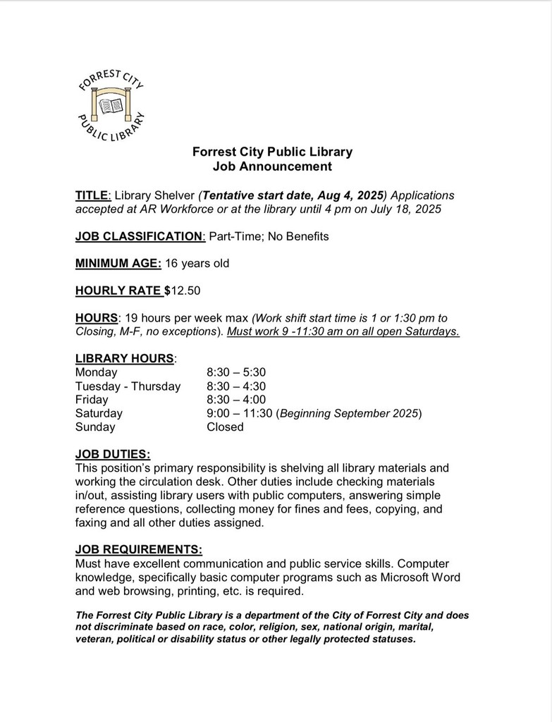 Library Job Opening 
