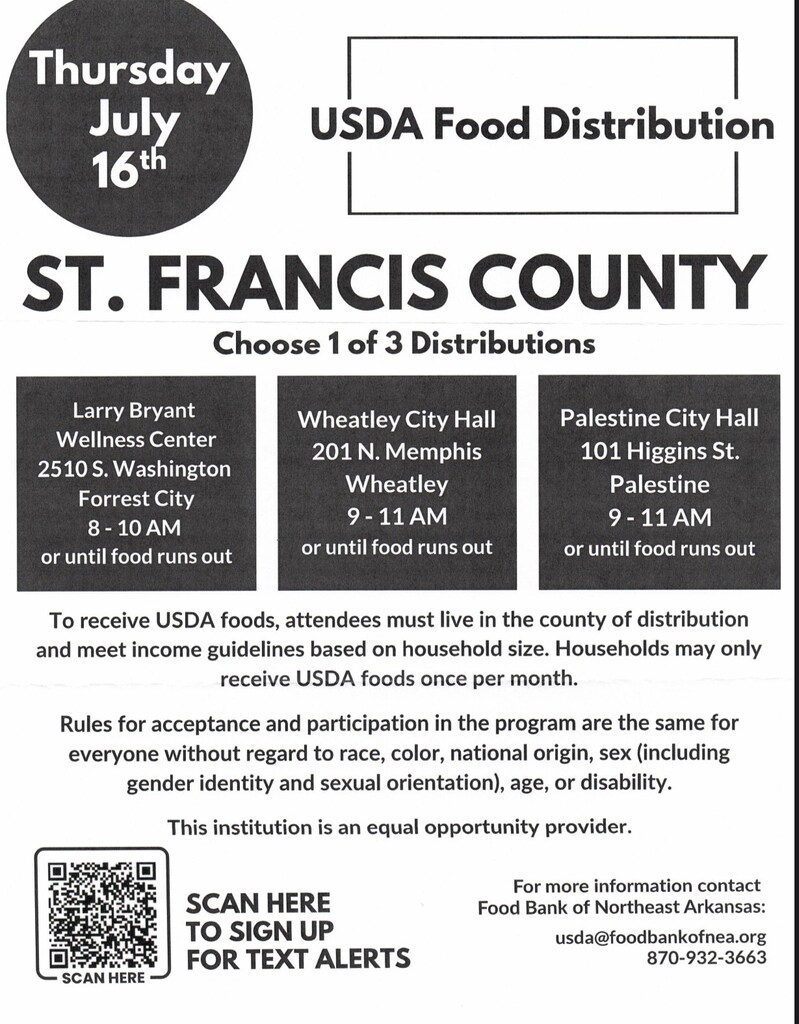 USDA Food Distribution St. Francis County 