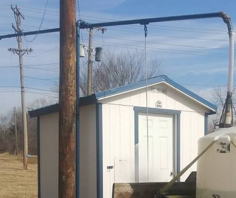 Bulk water station blue and white