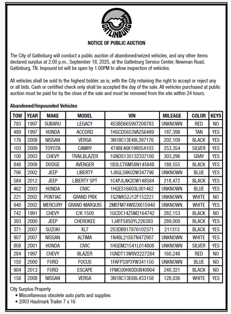 Auction Notice
