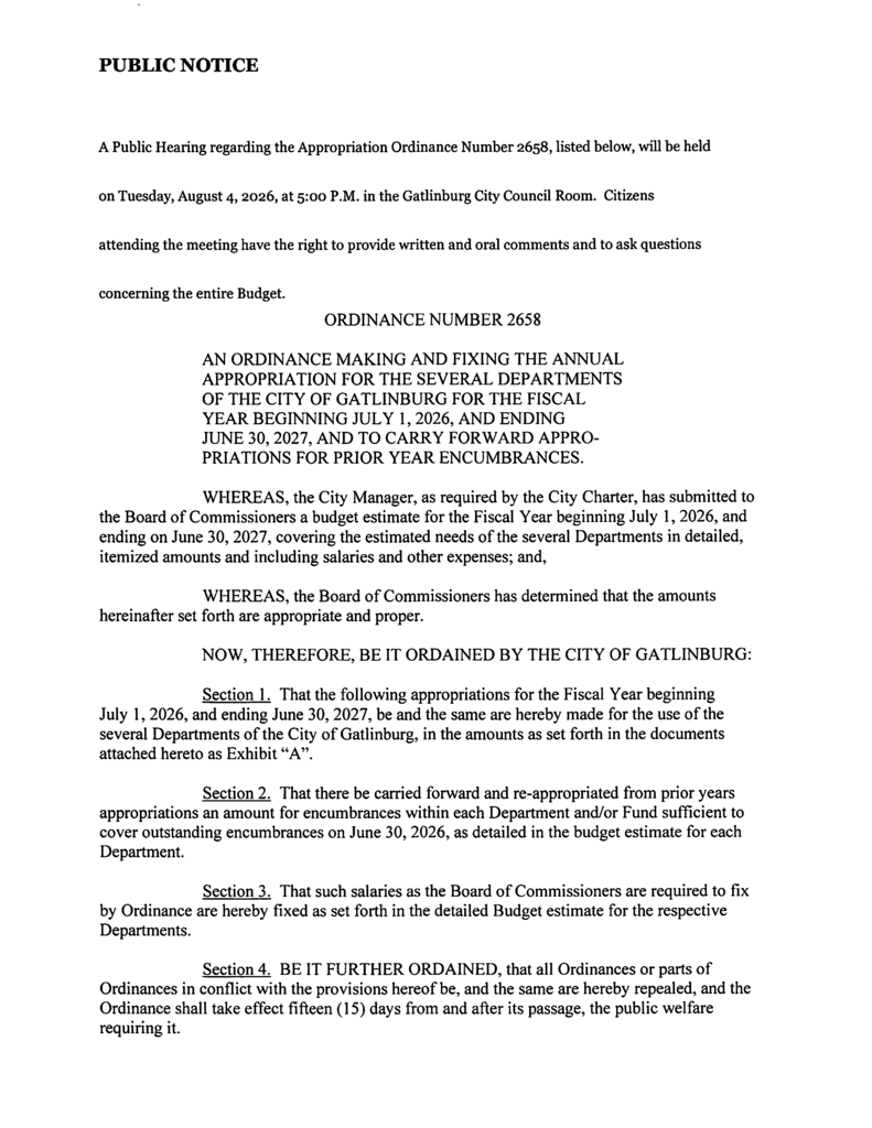 Public Hearing/Notice