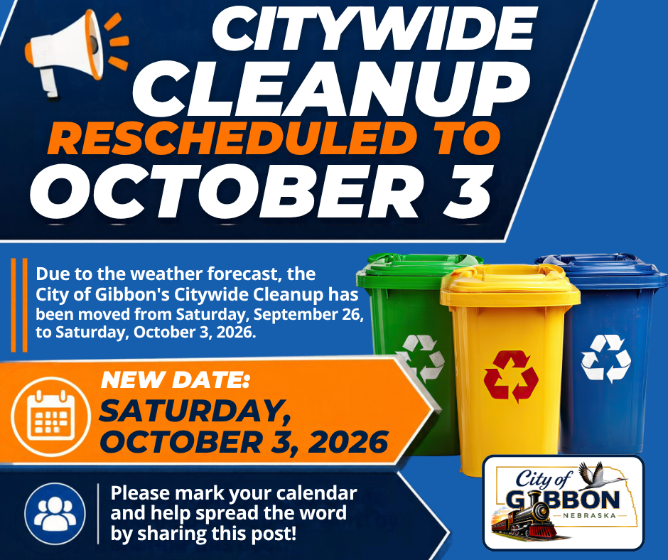 📢 CITYWIDE CLEANUP — NEW DATE: SATURDAY, OCTOBER 3, 2026
