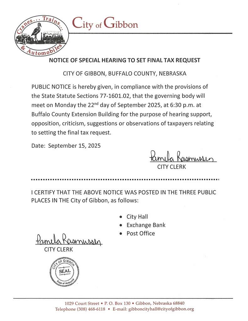 Notice of Special Hearing 092025
