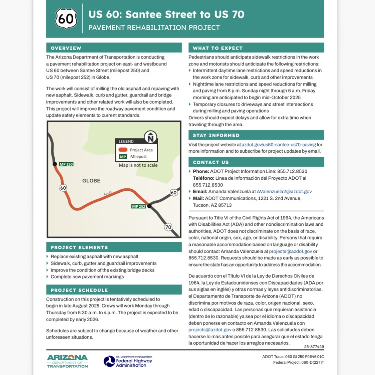 Informational flyer from ADOT