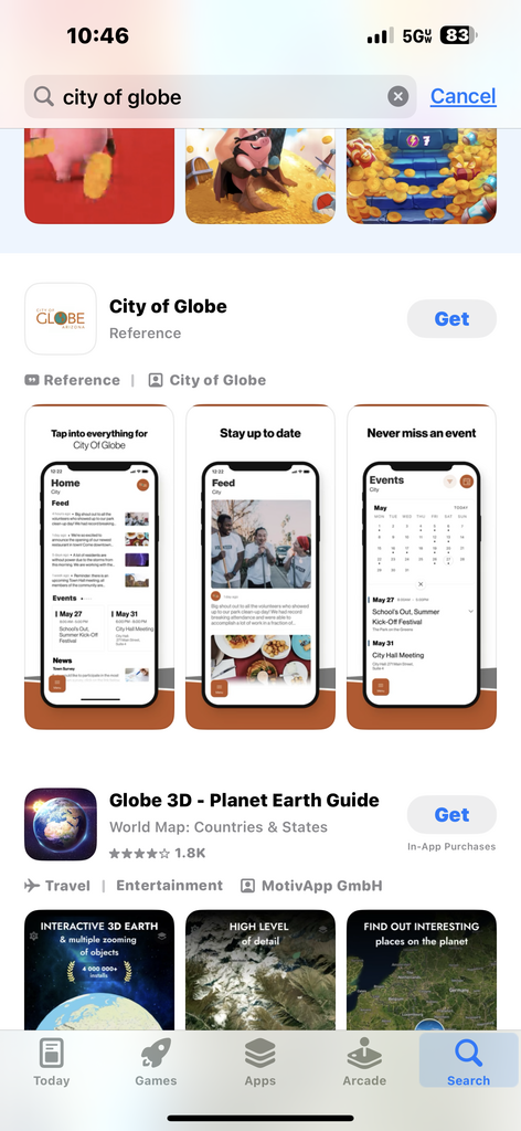Screenshot of app in app store