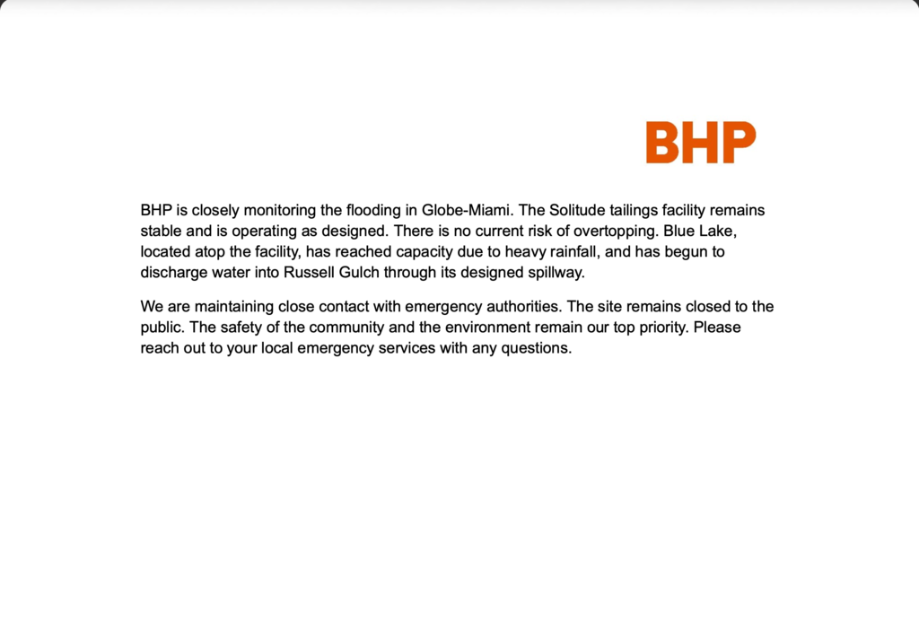 Notice from BHP
