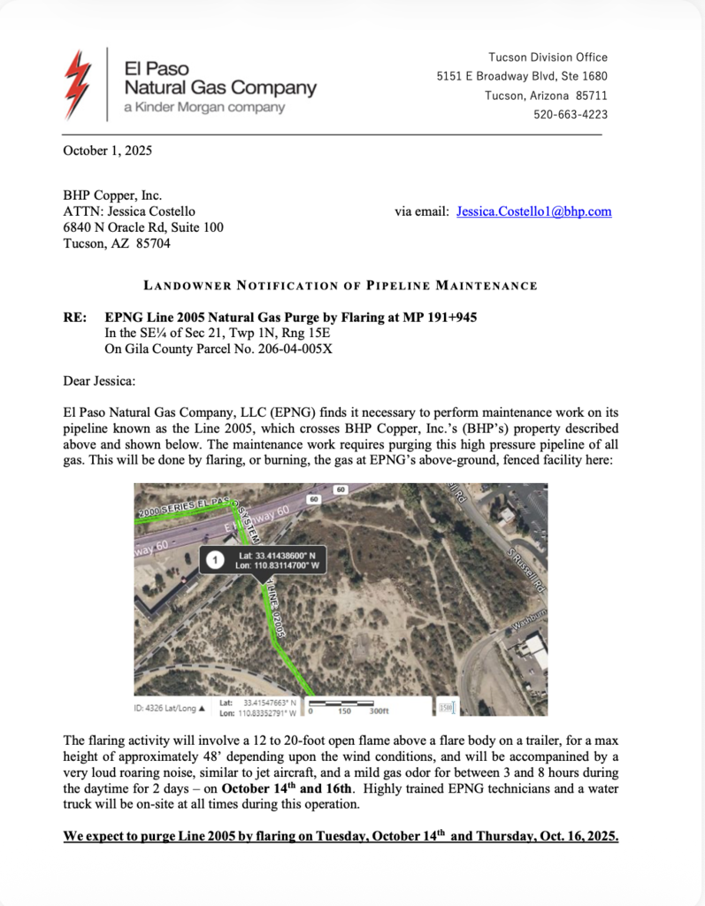 Notice from El Paso Natural Gas Co.
