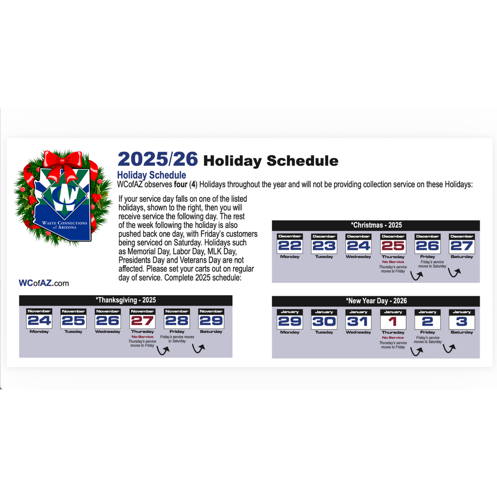 2025/2026 Holiday Schedule