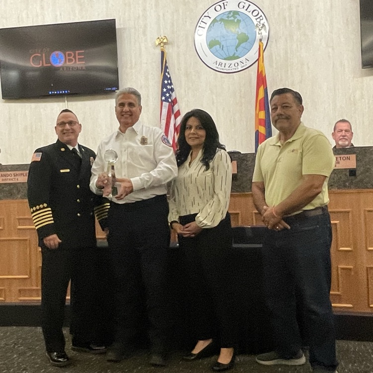 Chief Robinson, David Bejarano, and Mayor Al Gameros 