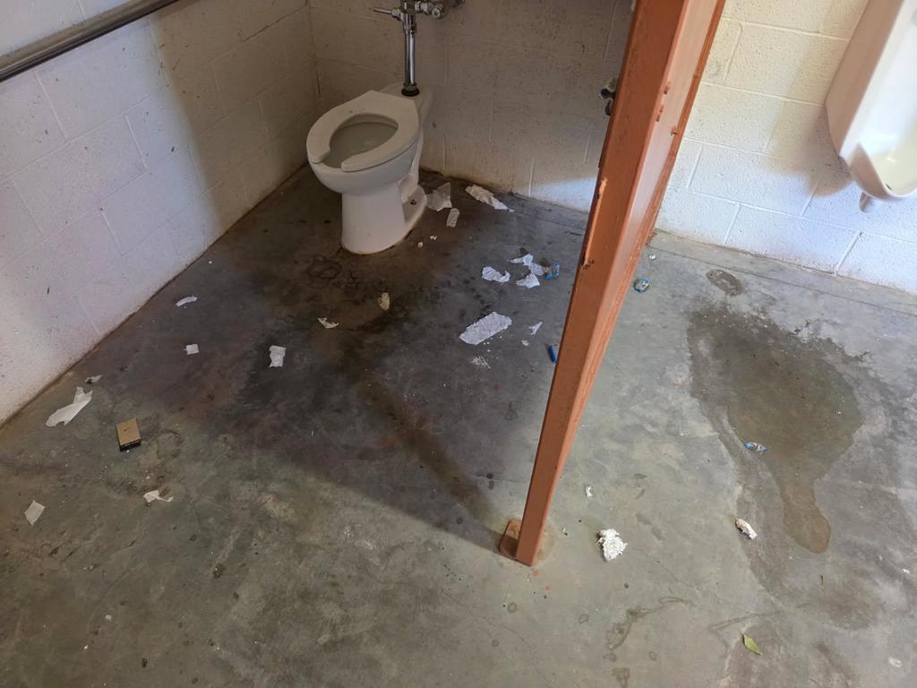 Photo of trash left in restrooms