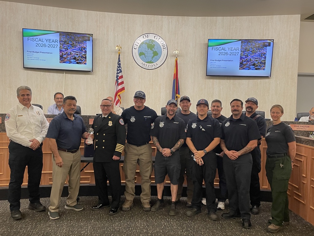 Chief Gary Robinson with his crew receiving recognition for 25 years of service