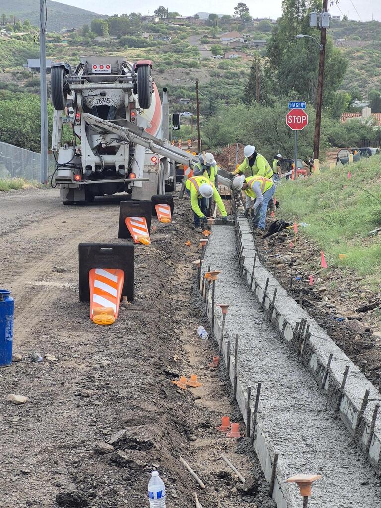 Pouring curb on the park entry road