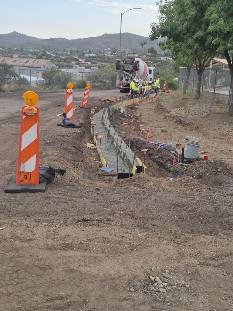 Pouring curb on the park entry road
