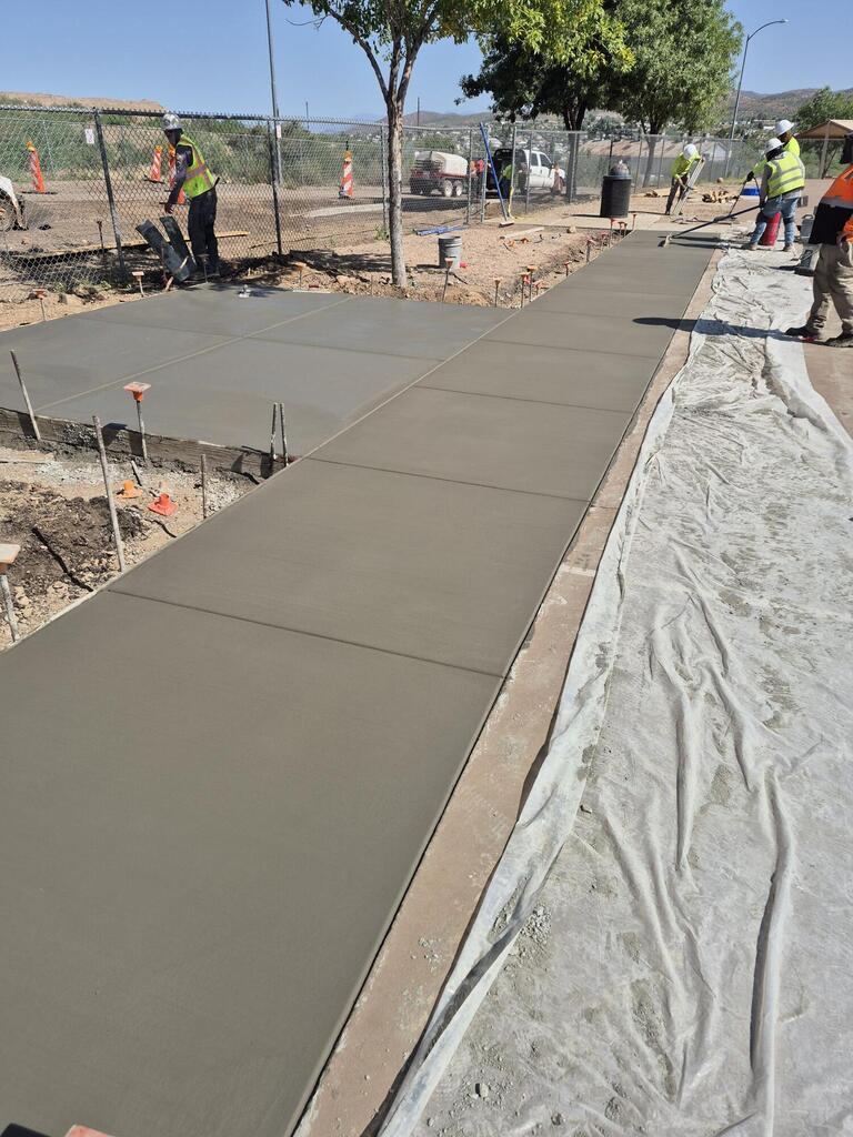 sidewalk being poured