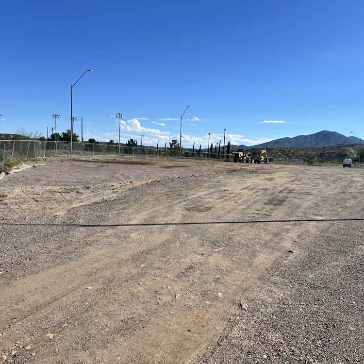The empty lot, free of debris