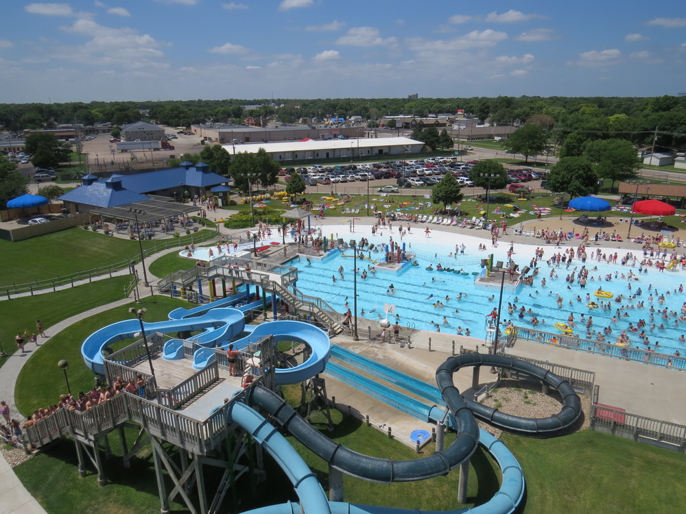 Aerial photo of Island Oasis with swimmers