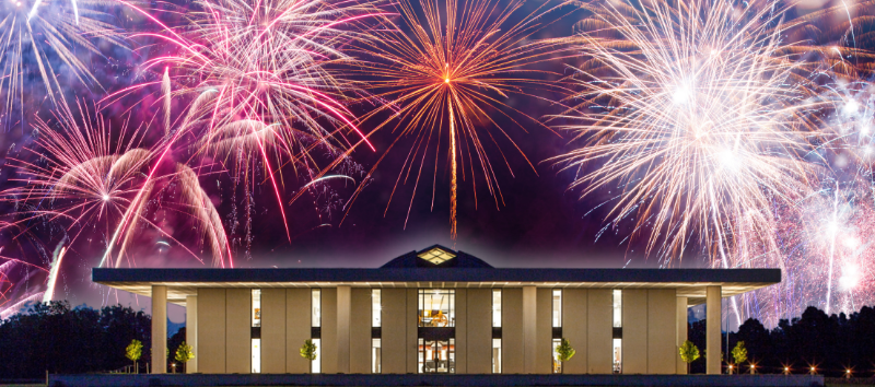 Graphic Image of Fireworks over Stuhr Museum