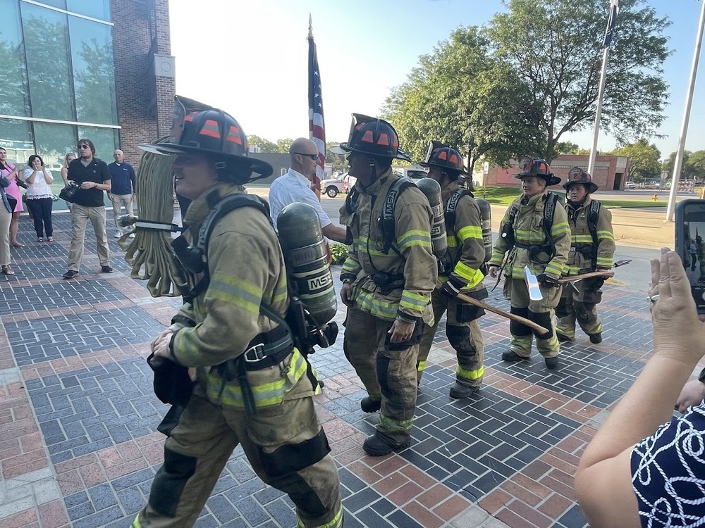 Firefighters Arrive at City Hall Following Their Ruck