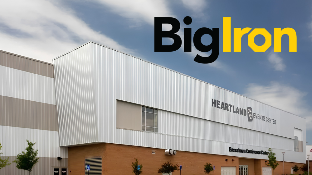 Heartland Events Center with BigIron superimposed above it