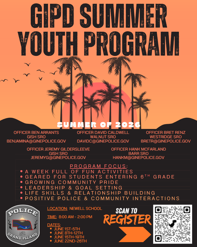 Flyer about the GIPD Youth Summer Program