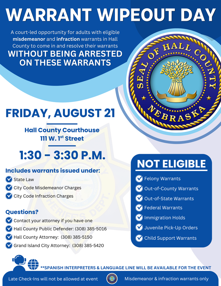 Warrant Wipeout Day Flyer in English