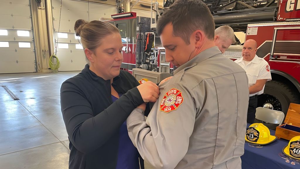 Today we had the honor of recognizing several members of the Grand Island Fire Department during a promotional ceremony at Station 1. These promotions reflect years of dedication, leadership and service to the community. Please join us in congratulating: • Austin Miller — Captain • TJ Nordstrom — Captain • Justin Ferris — Battalion Chief • Ed Carlin — Division Chief We are proud of the commitment these individuals continue to show to the Grand Island community every day. Congratulations on this well-earned next step in your careers. 🚒👏