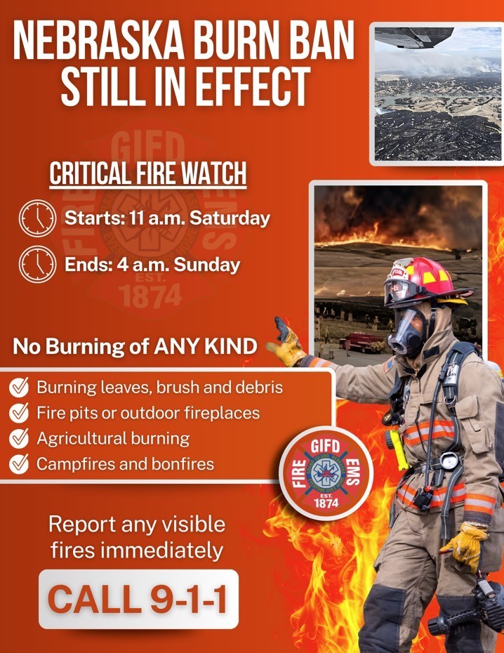 Flyer stating burn ban is still in effect statewide