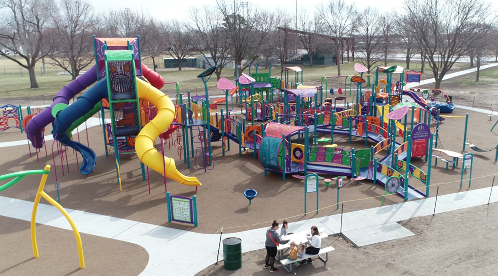 Aerial photo of the Pirnie Inclusive Playground