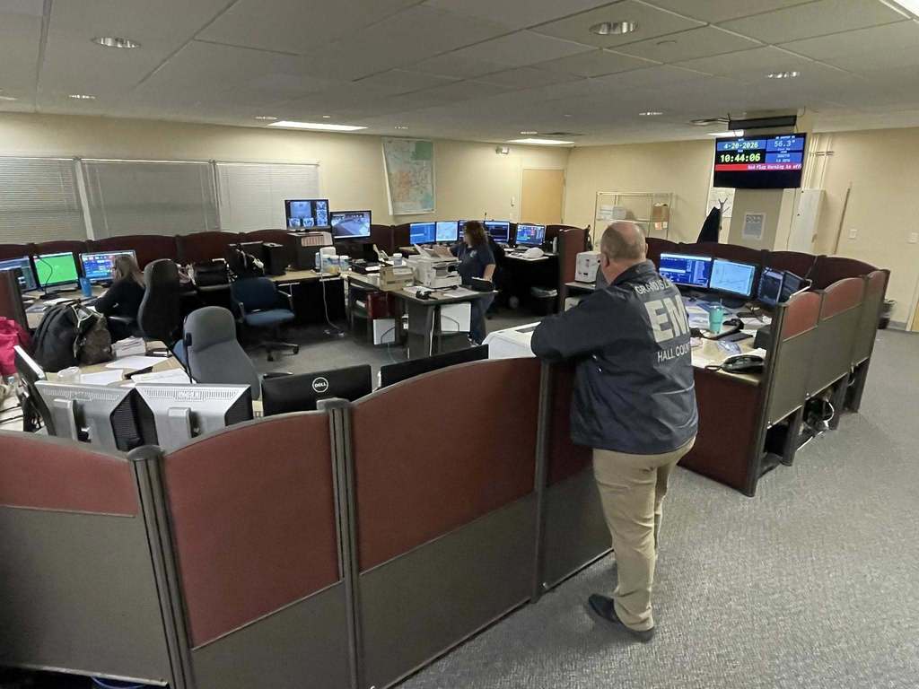 Photo of temporary 9-1-1 dispatch center in the basement of City Hall