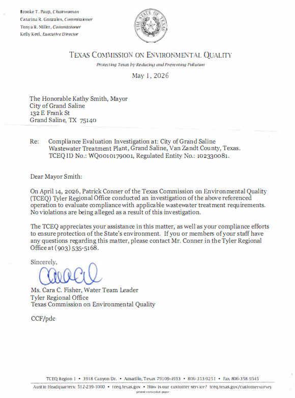 TCEQ Compliance Evaluation Investigation WWTP