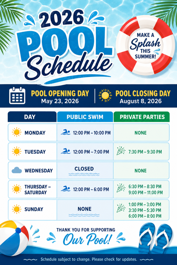 2026 City Pool Schedule