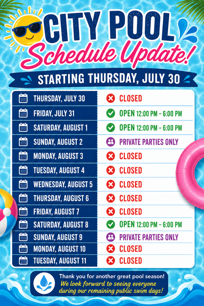 Update to Pool Schedule