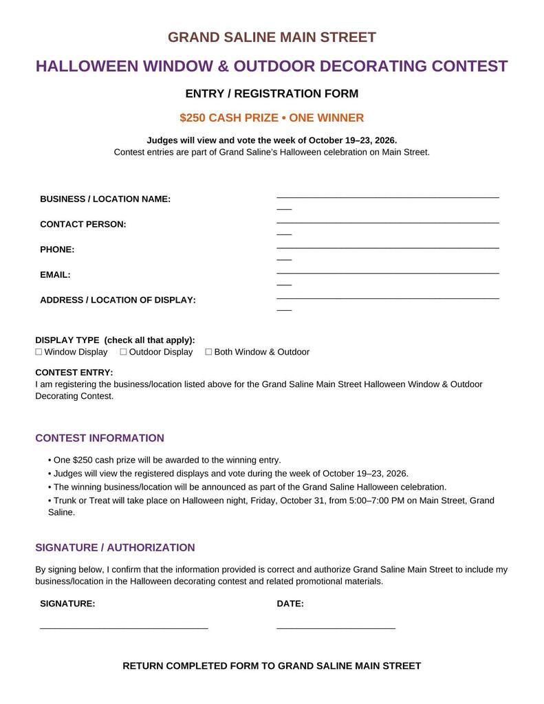 Application of business for the window and outdoor decorating Halloween Contest