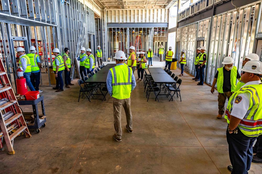 Council and Administration Members View Construction of Public Safety Training Center