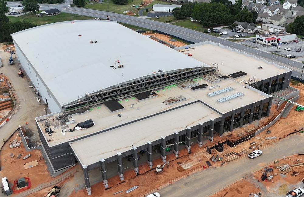 Drone image of the Prisma Health Performance Center construction