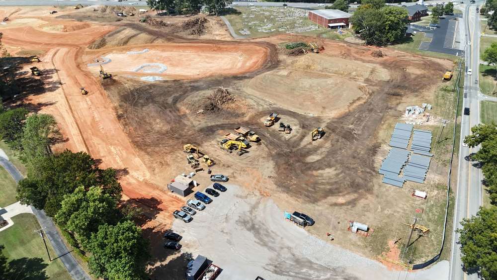 aerial view of construction site