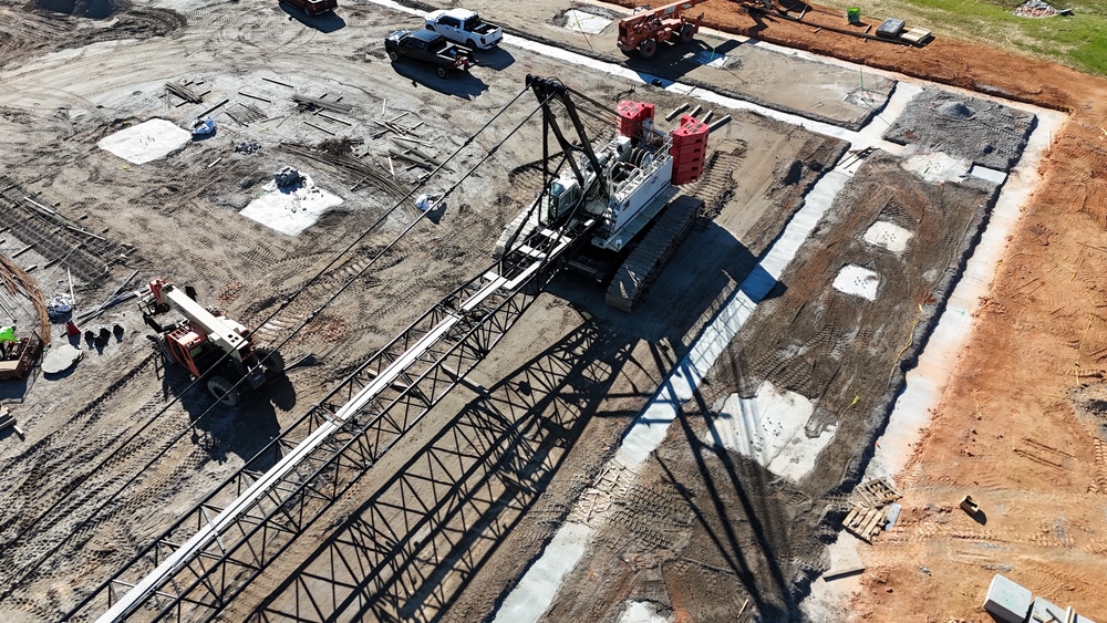 Image of crane assembly on the Sports and Events Center site
