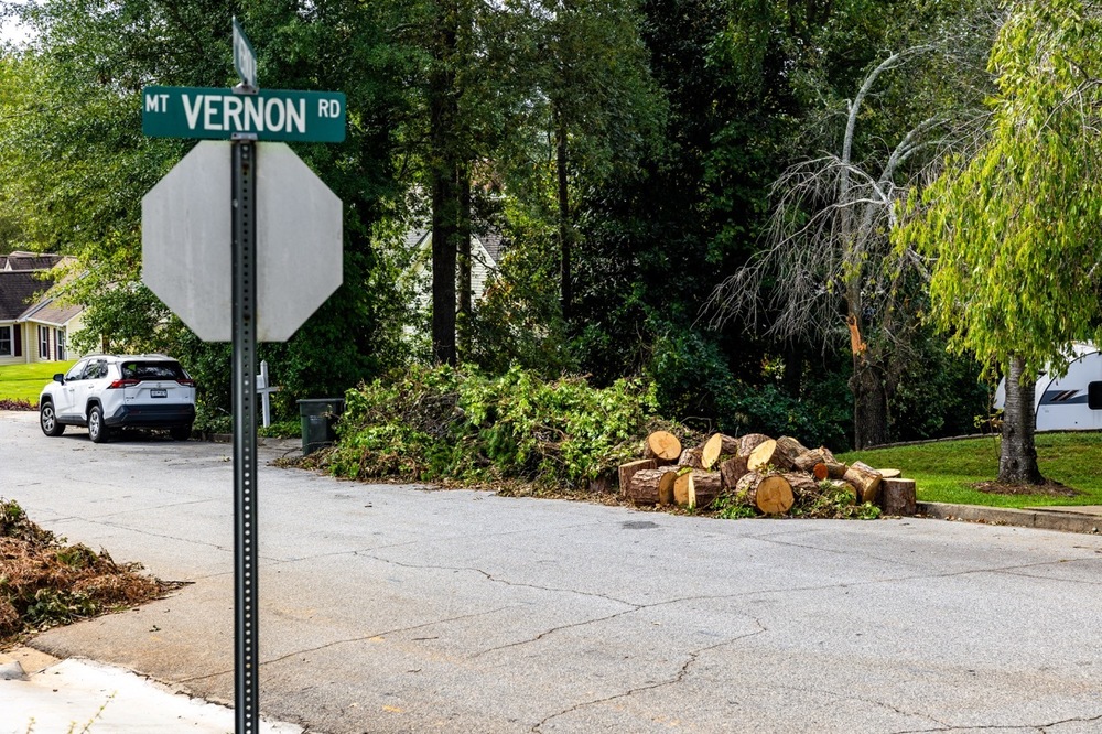storm debris on side of road