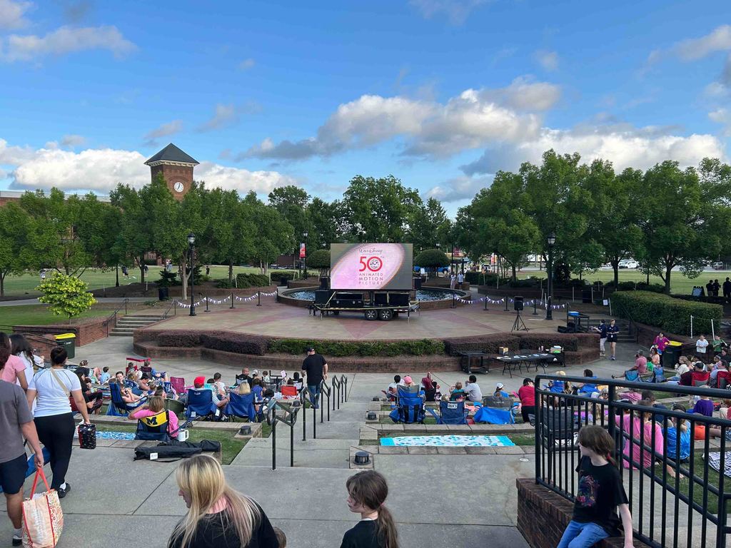 Shot of crowd at the Greer City Park Amphitheater for Moonlight Movies