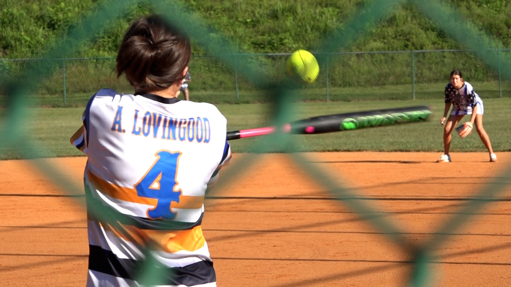 Tournament player mid swing
