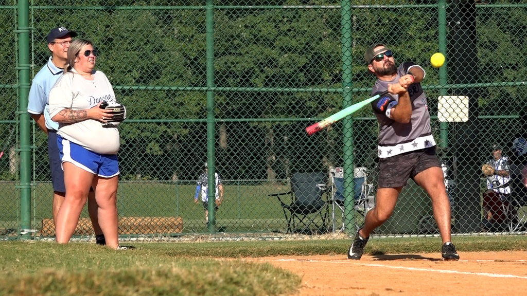 Tournament player mid swing