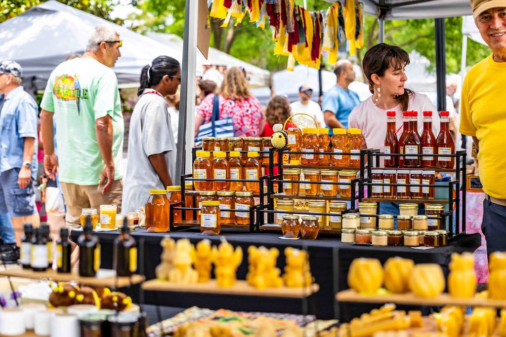 Jars of Honey at Vendor's Tent during Greer Farmers Market