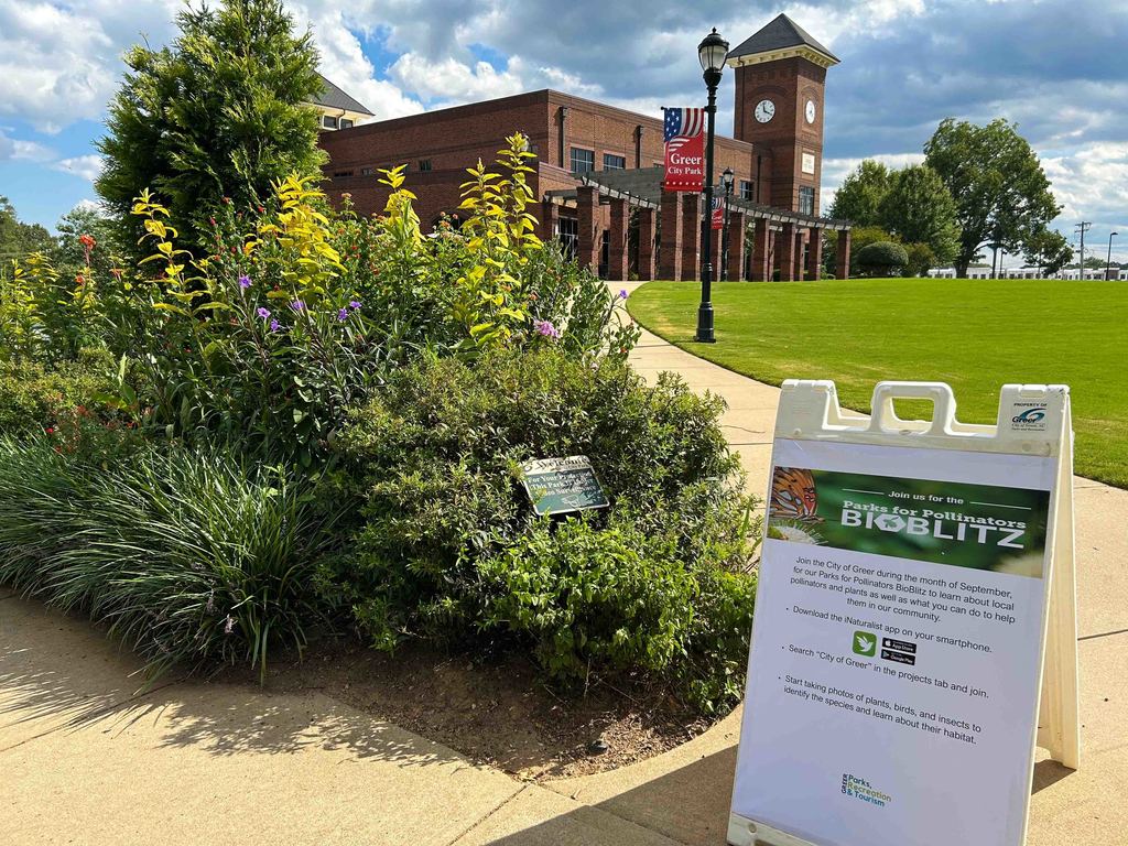 BioBlitz Sign in Greer City Park