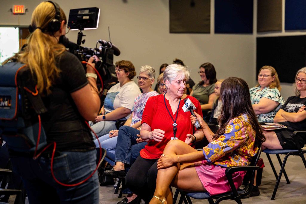 Robin Byouk being interviewed by Ava Braatz during Access carolina