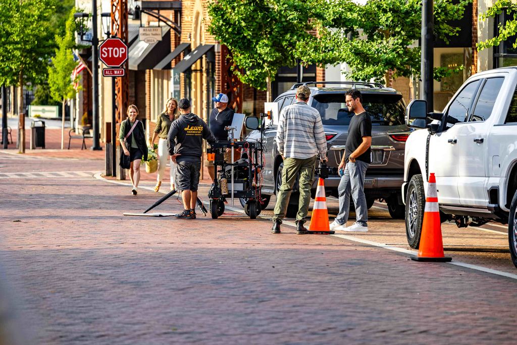 a film crew on trade st